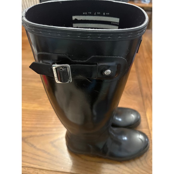 Hunter Original Tall Gloss Black Rubber Rain Boots Women US 7 UK 5 EU 38 - Picture 4 of 15